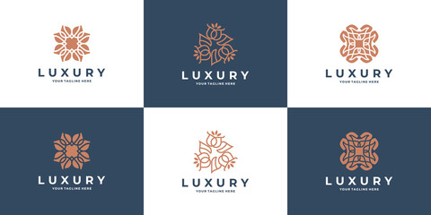collection of abstract flower rose logo template