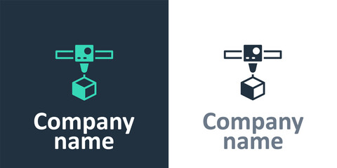 Logotype 3D printer cube icon isolated on white background. 3d printing. Logo design template element. Vector © Vadim