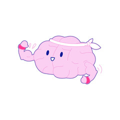 Brain Show It's Biceps. Modern Flat Vector Illustration. Train Your Brain. Social Media Template.