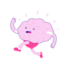Brain Run. Modern Flat Vector Illustration. Train Your Brain. Social Media Template.