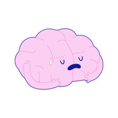 Sad Brain Hold Itself. Modern Flat Vector Illustration. Train Your Brain. Social Media Template.
