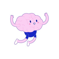 Happy Brain Jumping. Modern Flat Vector Illustration. Train Your Brain. Social Media Template.