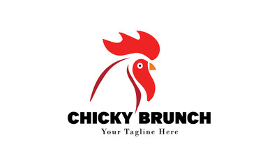 Red Roaster Chicken Farm Logo Design for Restaurant or Cafe.