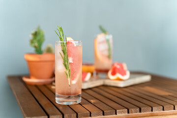 Paloma cocktail- made with Tequila ,syrup, grapefruit juice, and sparkling water