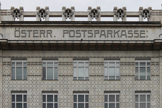 art nouveau post office (postsparkasse) in vienna (austria)