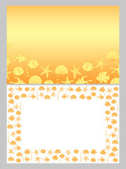 orange and white backgrounds with marine animals - vector templates with fishes and sea stars