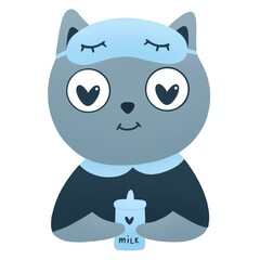 cute cat with a bottle of milk