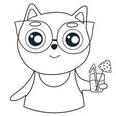 coloring page - cat in sunglasses and t-shirt
