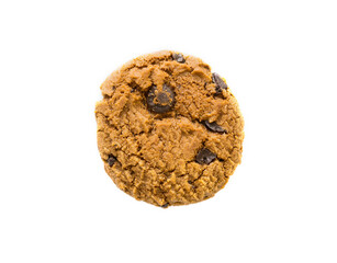 Chocolate chip cookie isolated on white background