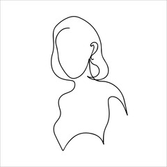 Abstract silhouette of a girl. Fashion model in one line style. Vector illustration of a fashionable lady. Stylish figure silhouette. Beauty logo. Linear portrait. Fashionable women's haircut. Bob