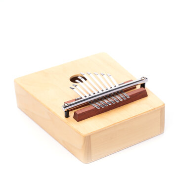 African culture music instrument isolated on white background, wood traditional to playing Kalimba making sound of Africa, ethnic thumb percussion, acoustic folk melody from hand wooden style