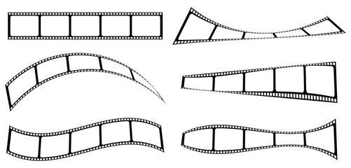 Set of film strip in different shapes. Vector illustration - obrazy, fototapety, plakaty