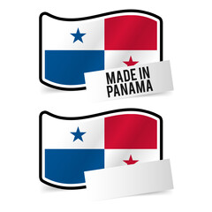 Made in Panama Flag and white empty Paper on white background.