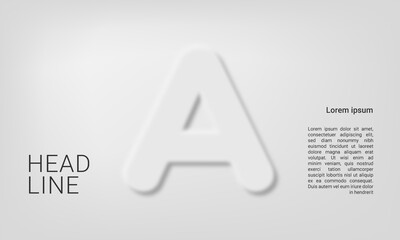 Fototapeta premium Neumorphic letter A alphabet layout abc ABC poster template