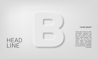 Neumorphic letter B alphabet layout abc ABC poster template