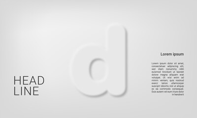 Neumorphic letter d alphabet layout abc ABC poster template