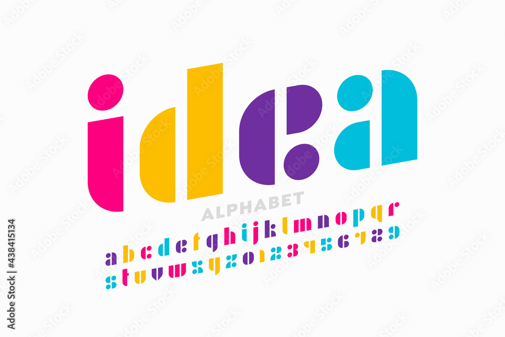 Fototapete clean and simple modern style lowercase font design, alphabet letters and numbers vector illustratio