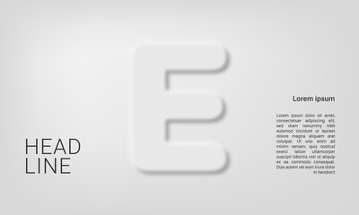 Neumorphic letter E alphabet layout abc ABC poster template