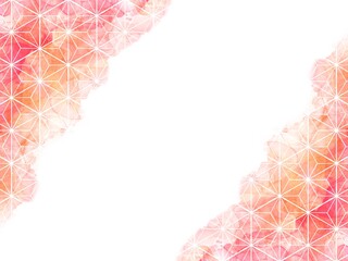 麻の葉文様アルコールインクアート風背景素材　フレーム