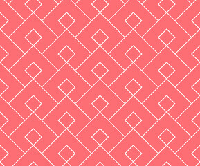 Abstract geometric pattern. A seamless vector background. White and pink ornament. Graphic modern pattern. Simple lattice graphic design