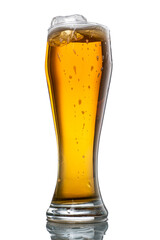 glass with foam beer on white background isolated