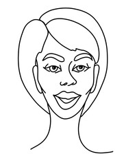 Woman portrait in simple  line art style 