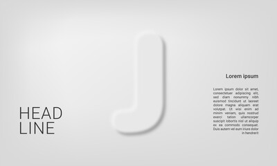 Neumorphic letter J alphabet layout abc ABC poster template