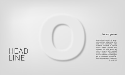 Neumorphic letter O alphabet layout abc ABC poster template