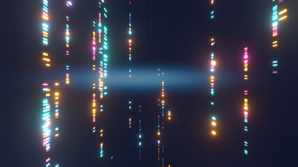 DNA sequencing concept wit colorful strips. 3D render / rendering.