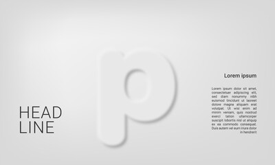 Neumorphic letter p alphabet layout abc ABC poster template