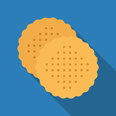 Biscuit Vector Icon in Flat Style. a biscuit is a small piece of bread, which after baking usually has a somewhat firm, dry exterior and a soft, crumbly interior. Vector icon for app, web, logo