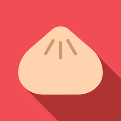 Dumpling Vector Icon in Flat Style. Dumpling is a traditional Chinese food consisting of pieces of dough wrapped around a filling, or dough without a filling. Vector illustration Icon.