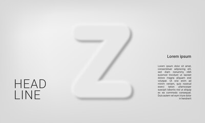 Neumorphic letter Z alphabet layout abc ABC poster template