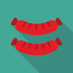 Sausage Vector Icon in Flat Line Style. A sausage is a type of meat product usually made from ground meat, often pork, beef, or poultry, along with salt, spices and other flavourings. Vector Icon