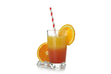Tequila sunrise cocktail isolated on white background