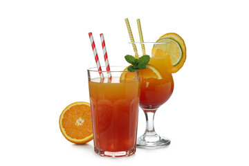 Tequila sunrise cocktail isolated on white background