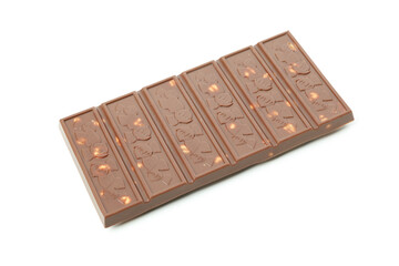 Tasty chocolate bar isolated on white background