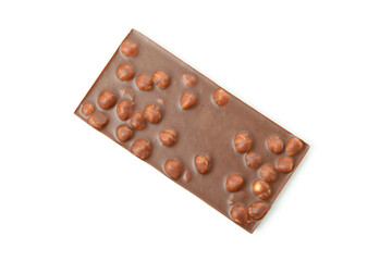 Tasty chocolate bar isolated on white background