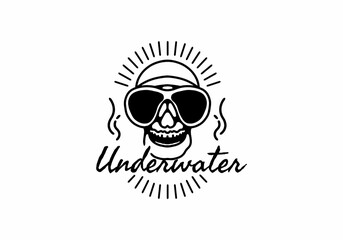Underwater skull line art illustration