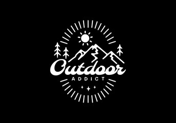 White black color line art of outdoor addict