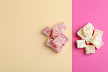 Delicious turkish delight on two tone background