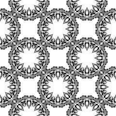 Fototapeta premium Black and white seamless pattern with luxury, vintage, decorative ornaments. Good for clothing, textiles, backgrounds and prints. Vector illustration.