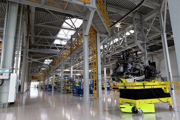 auto plant, car assembly workshop. Main conveyor