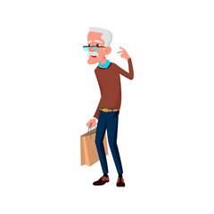 elderly guy shopping in clothes boutique cartoon vector. elderly guy shopping in clothes boutique character. isolated flat cartoon illustration