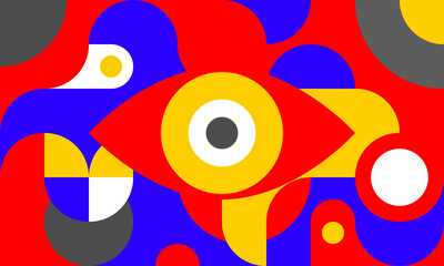Funky background in bauhaus style with eye