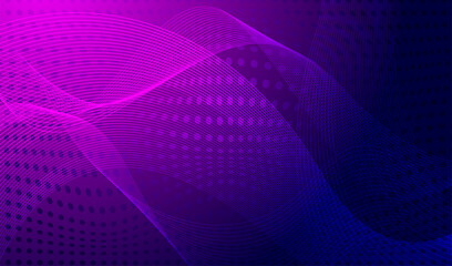 Purple geometric abstract pattern. Digital background with waves and dots