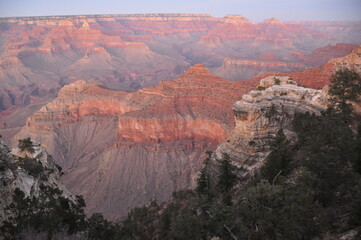 Scenic majestic pan view of Grand Canyon, Colorado Plateau in American Southwest, Arizona, USA