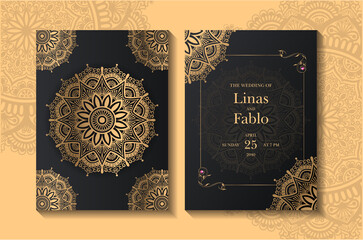 luxury golden wedding invitation card design, wedding card, flyer design, a4