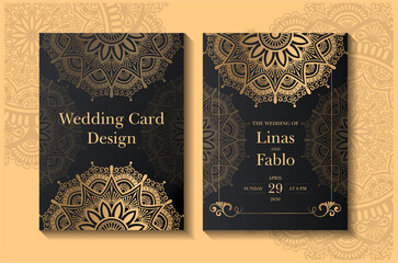 luxury golden wedding invitation card design, wedding card, flyer design, a4