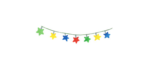 Watercolor illustration christmas garland. Hand draw New Year clipart. Christmas decorate